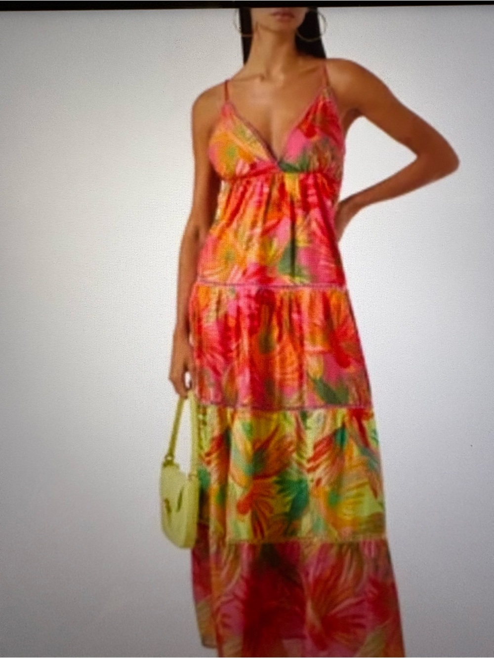 FARM Rio Pink, Green & Orange Tropical Tiered Maxi Dress - Picture 2 of 9